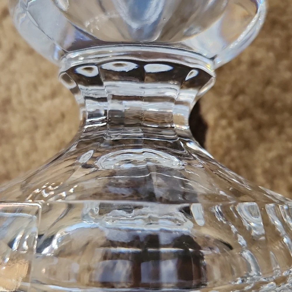 Vintage Cut Crystal Vase Etched with Grapes And Leaves Has Sawtooth Edge